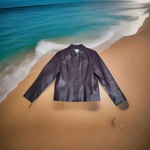 Tribeca Studio Leather Jacket Womens‎ Small Lined Zipper Royal Purple